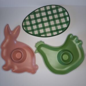 farm Serving Plates medium, green and pink